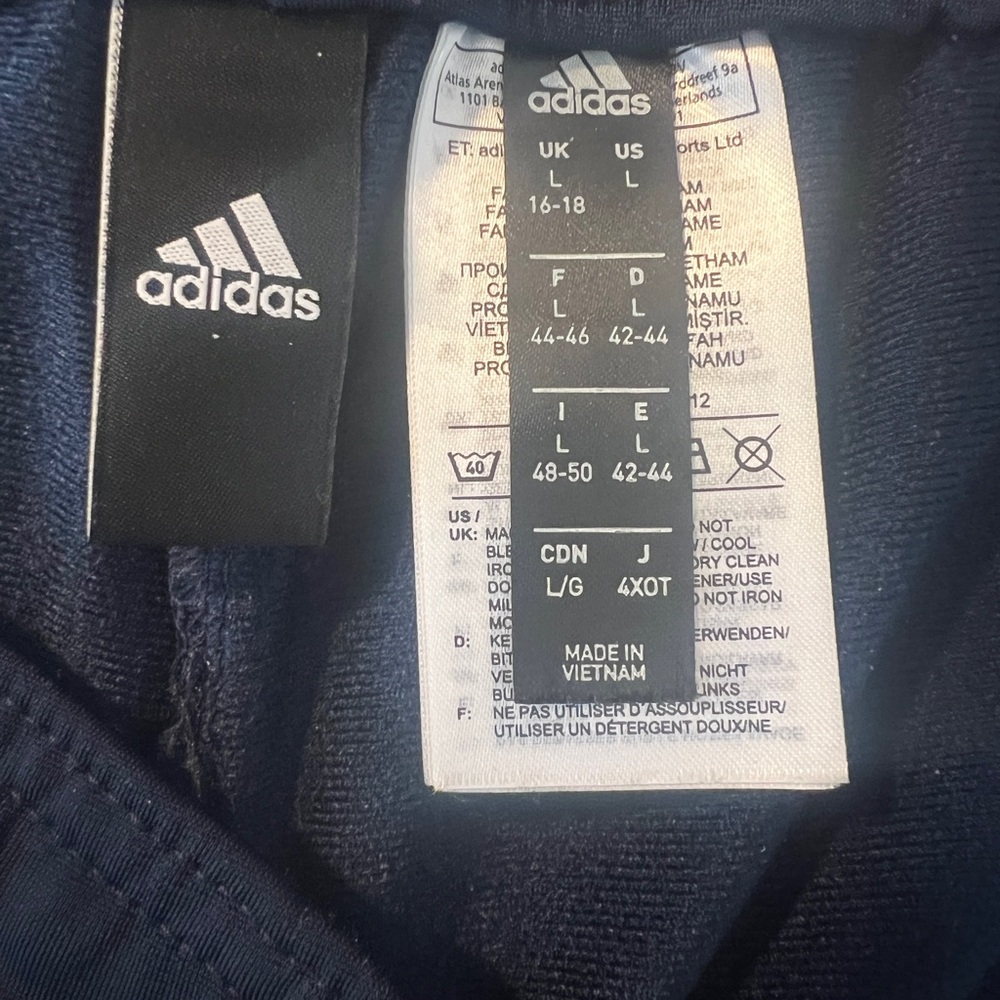 Adidas Tracksuit Set Women’s Large Navy Blue 3 Stripe Jacket and Pants - Picture 5 of 5